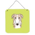 Micasa Checkerboard Lime Green Borzoi Aluminum Metal Wall Or Door Hanging Prints6 x 6 In. MI250558